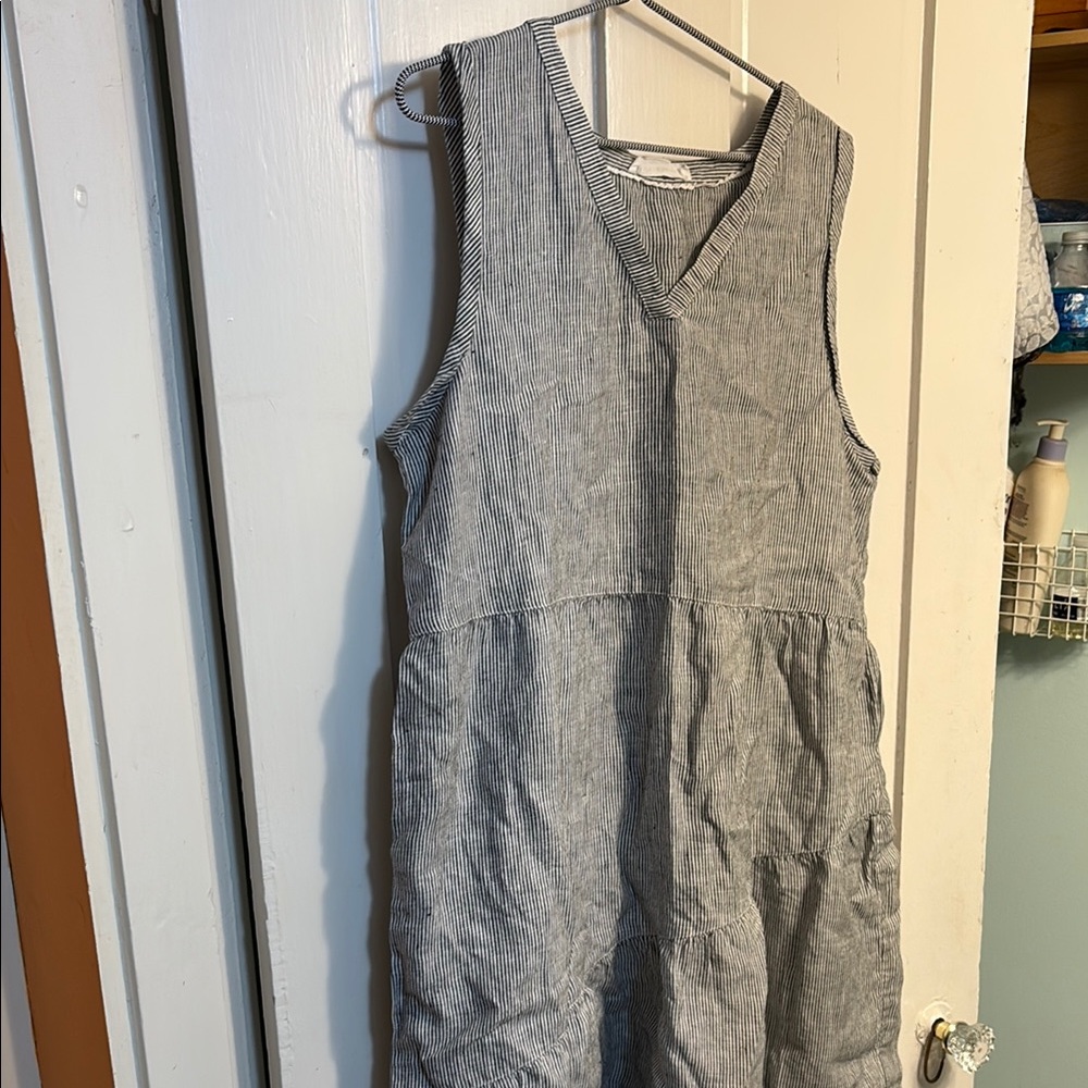 Lucky Brand Black and White Striped Linen Top